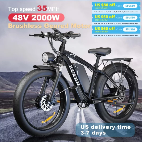BLVALL B1 ZEEGR F1 48V 2000W Full Suspension E-Bike - Image 2