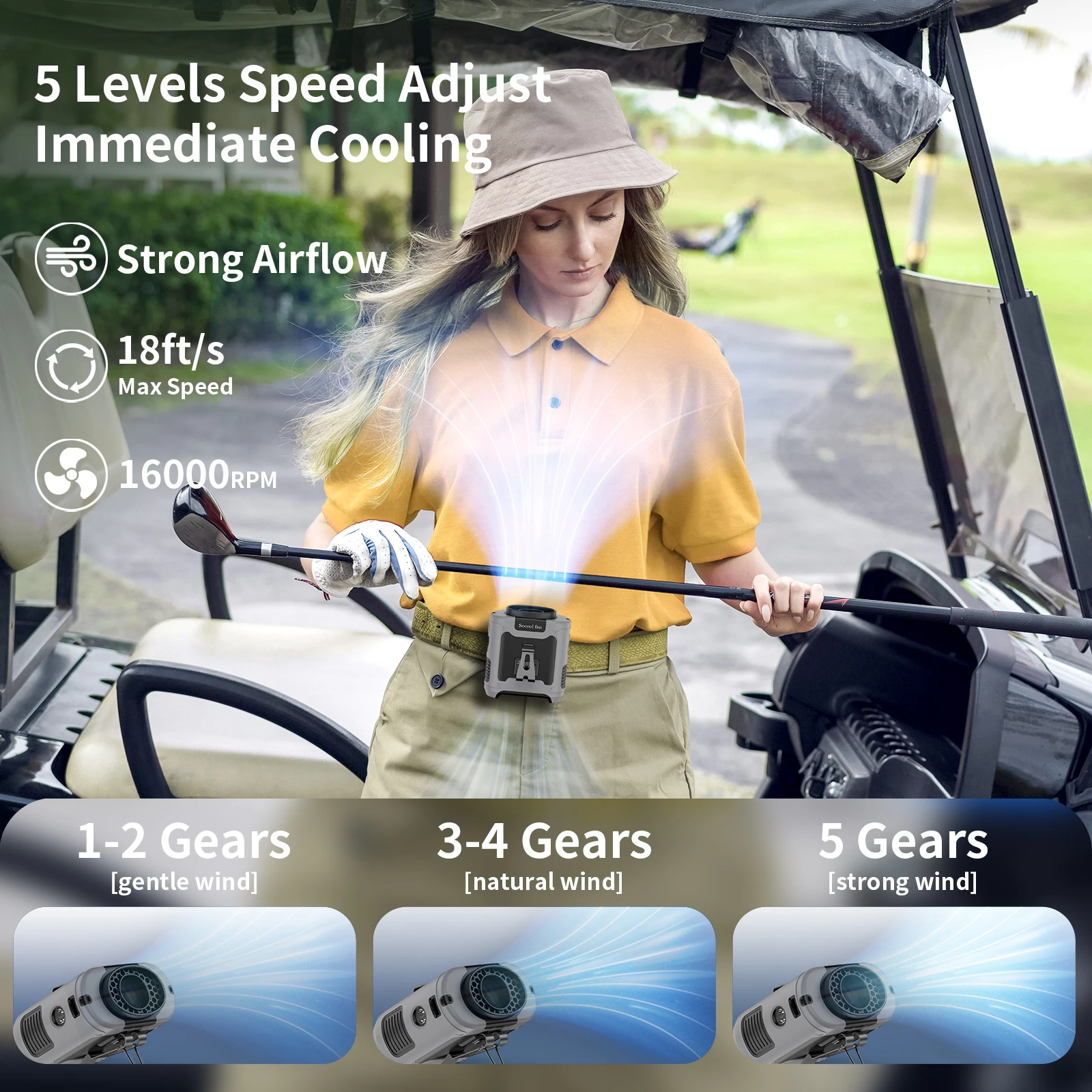 Portable Fan Belt – Rechargeable Wearable Cooler with Flashlight - Image 3