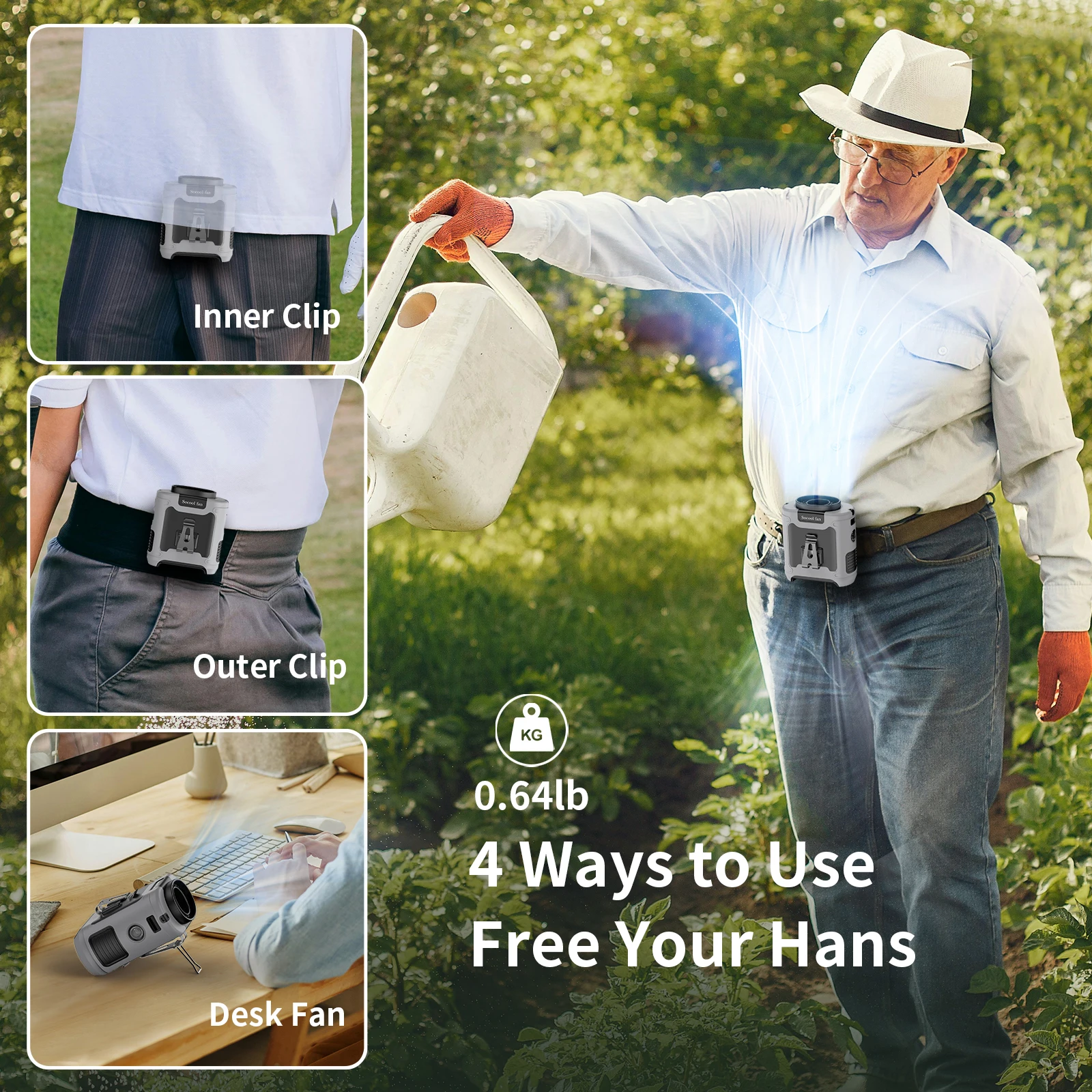 Portable Fan Belt – Rechargeable Wearable Cooler with Flashlight - Image 4